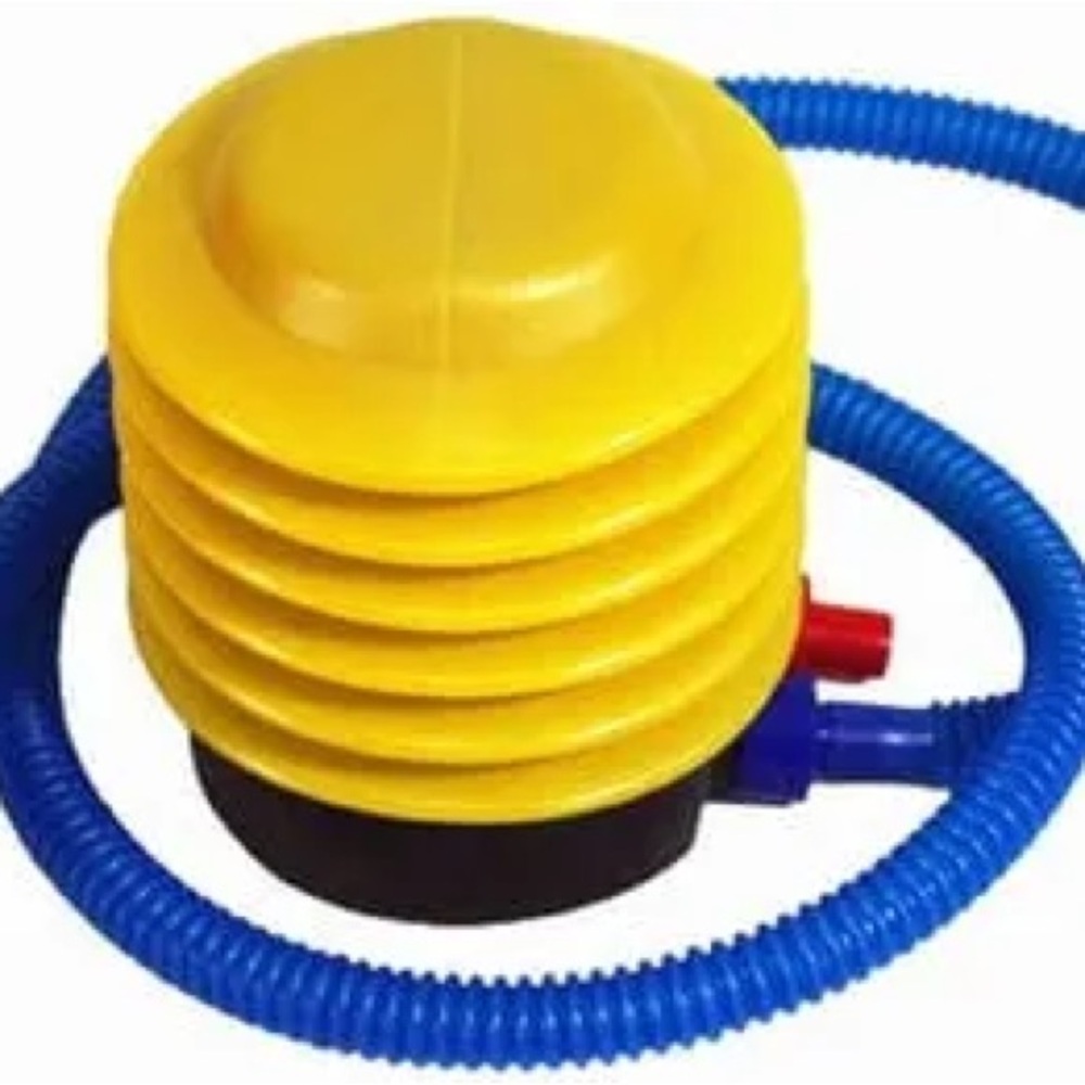 Yellow Foot Pump with Blue Hose with 2 Nozzles